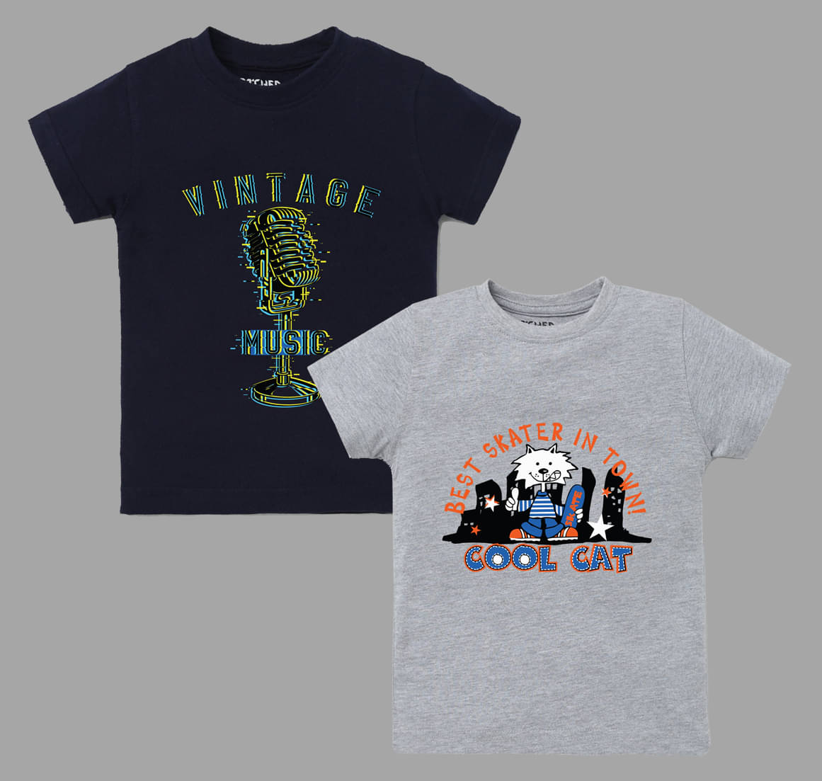     			ETCHED DESIGN Pack of 3 Boys Cotton T-Shirt ( Multi Color )