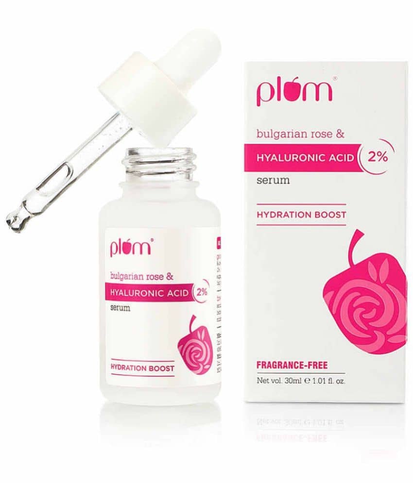 Plum 2% Hyaluronic Acid Serum with Bulgarian Rose Instant Hydration for Plump & Bouncy Skin  Daily Use Face Serum For All Skin Types (30 ml)
