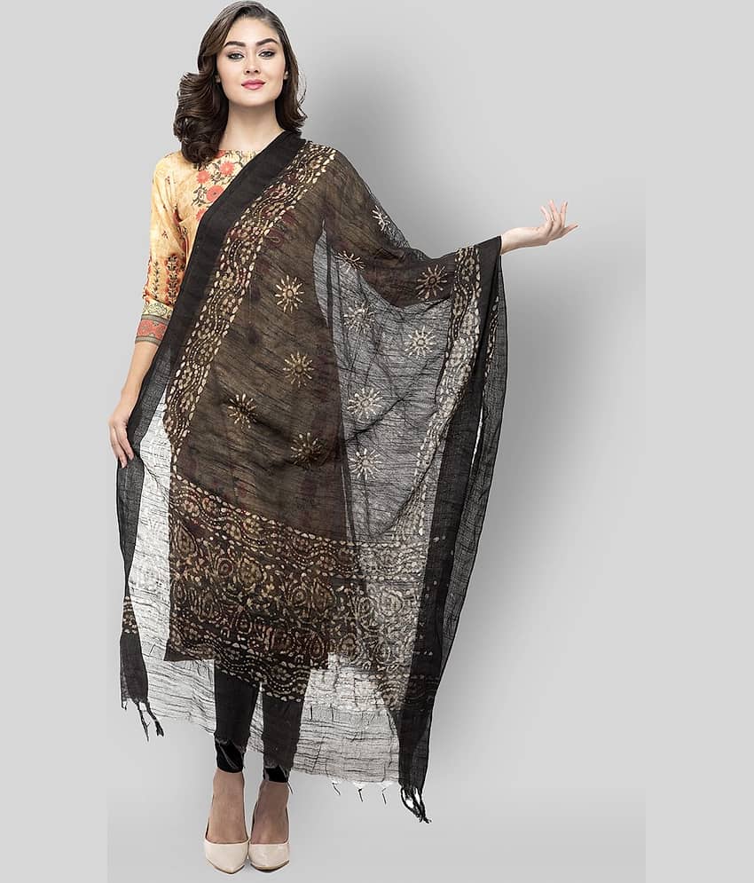 A R Silk Black Cotton Batik Dupatta - Dupattas & Shawls | Buy online on ZillyBuy