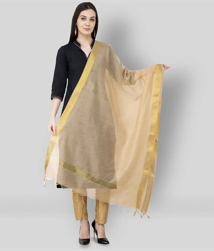 A R Silk Gold Chanderi Hand Embroidered Dupatta - Dupattas & Shawls | Buy online on ZillyBuy