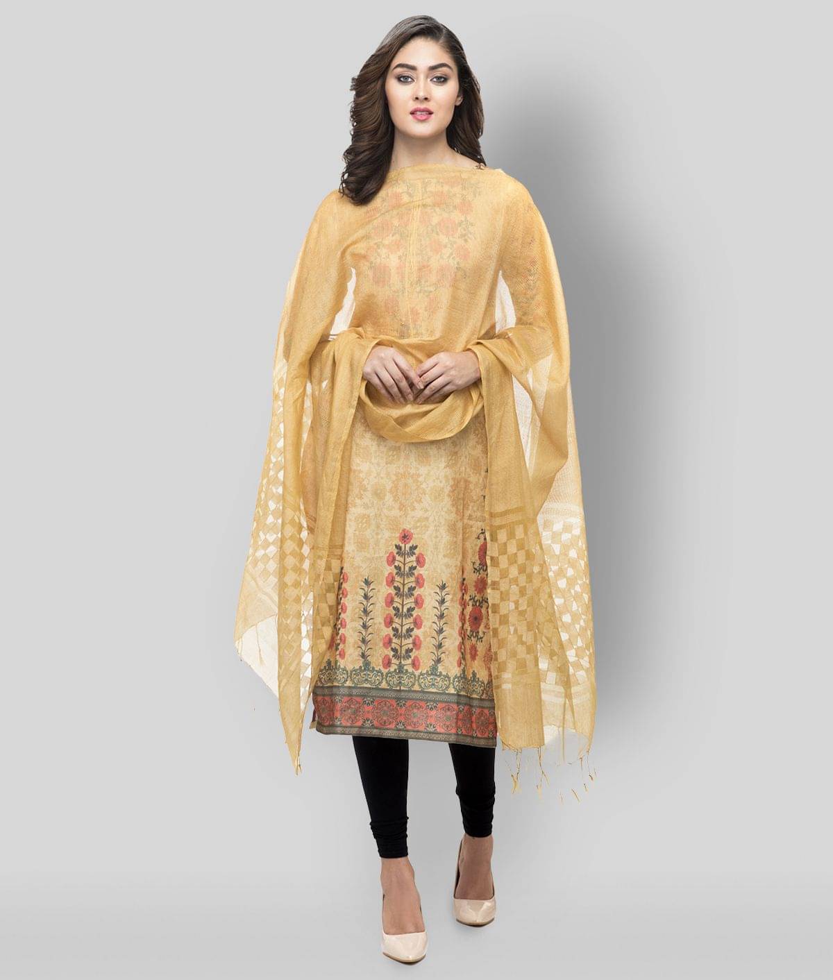 A R Silk Gold Jute Cut work Dupatta A R Silk Gold Jute Cut work Dupatta