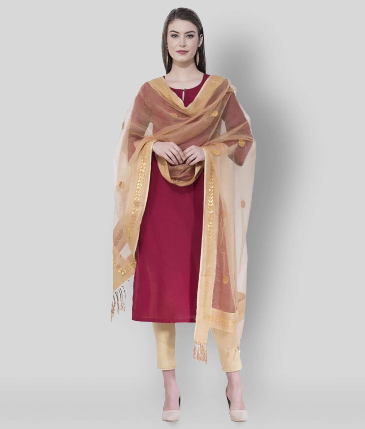 A R Silk Gold Organza Gota Patti Dupatta - Dupattas & Shawls | Buy online on ZillyBuy