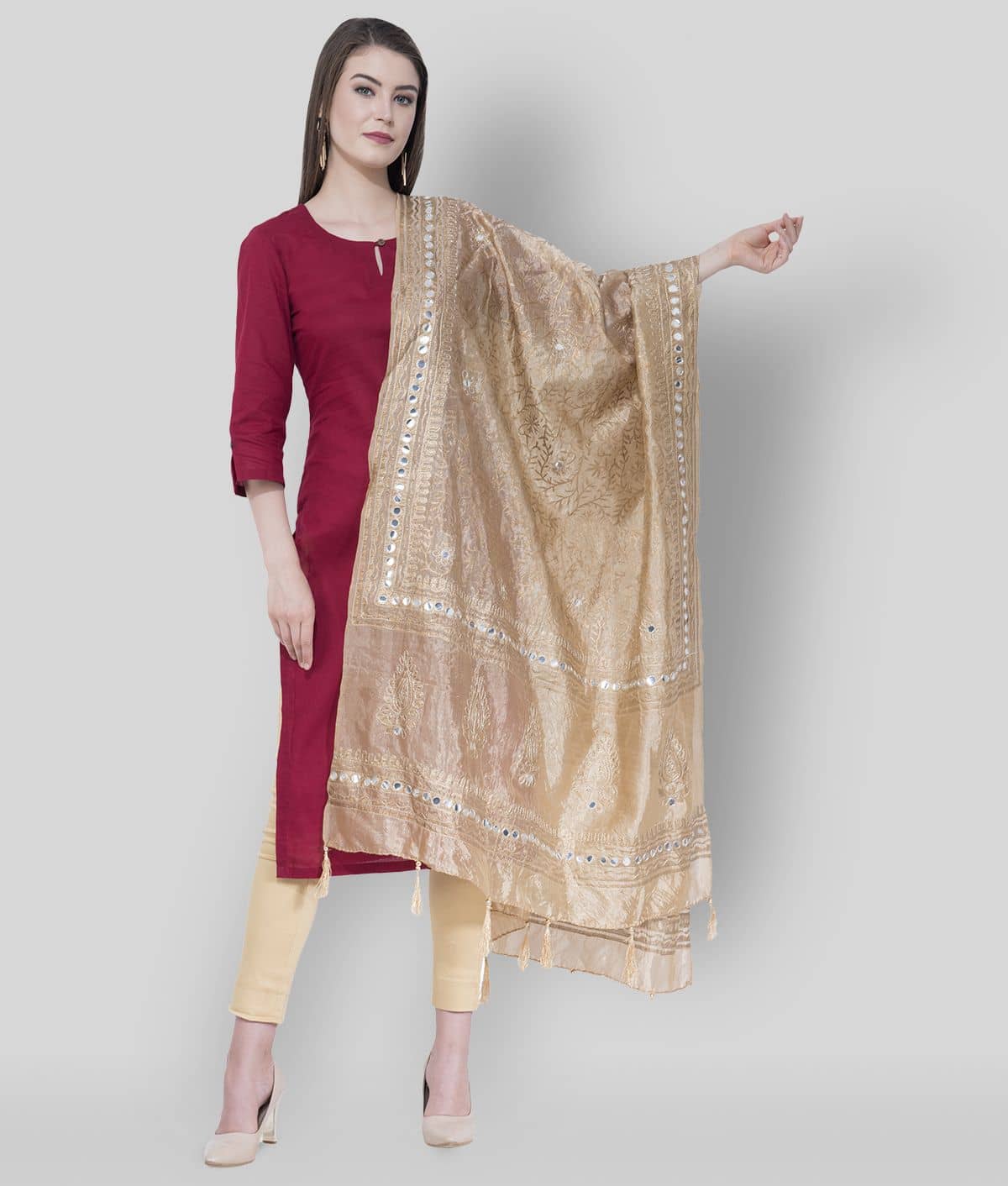 A R Silk Gold Silk Self Dupatta - Dupattas & Shawls | Buy online on ZillyBuy