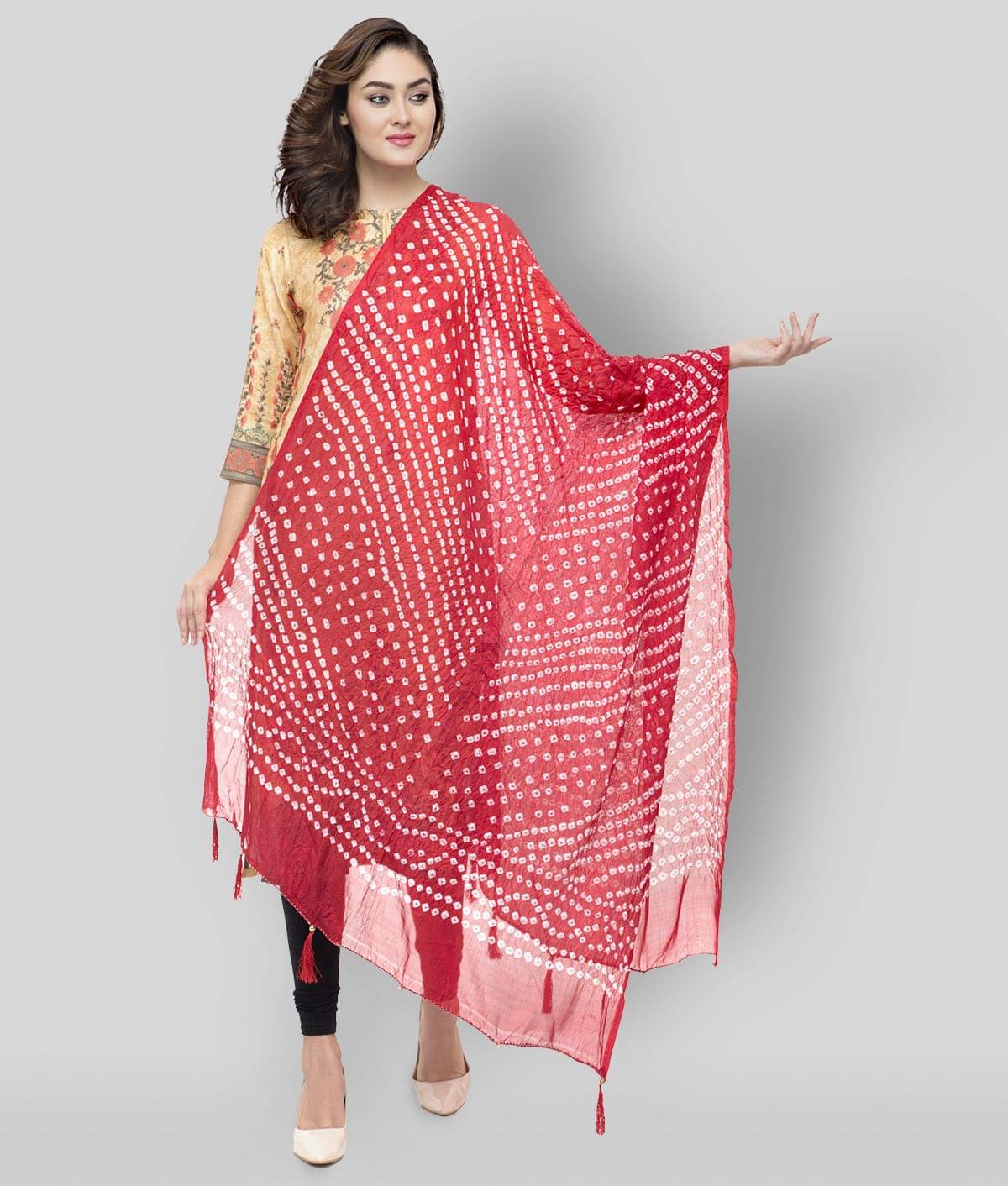 A R Silk Red Silk Self Dupatta - Single A R Silk Red Silk Self Dupatta - Single