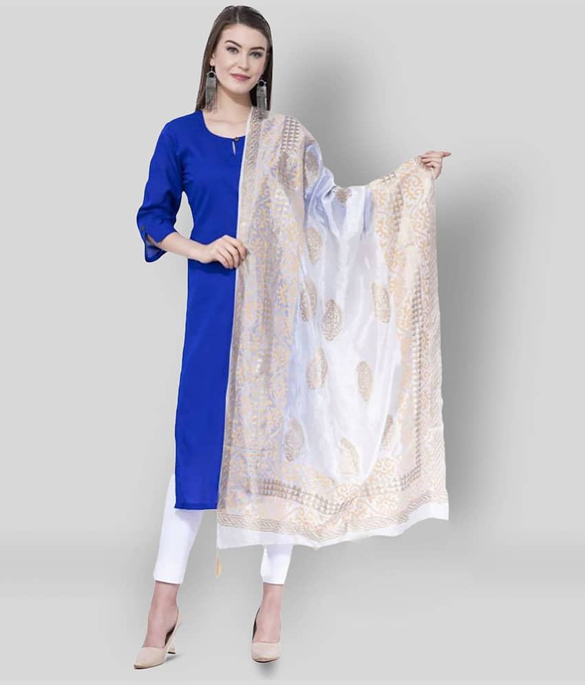 A R Silk White Silk Dupatta - Dupattas & Shawls | Buy online on ZillyBuy