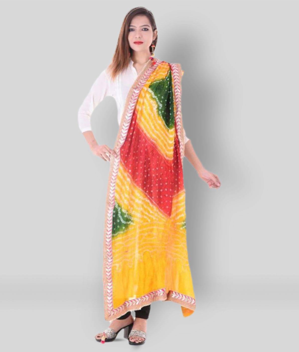     			Apratim Multicoloured Art Silk Bandhej Dupatta