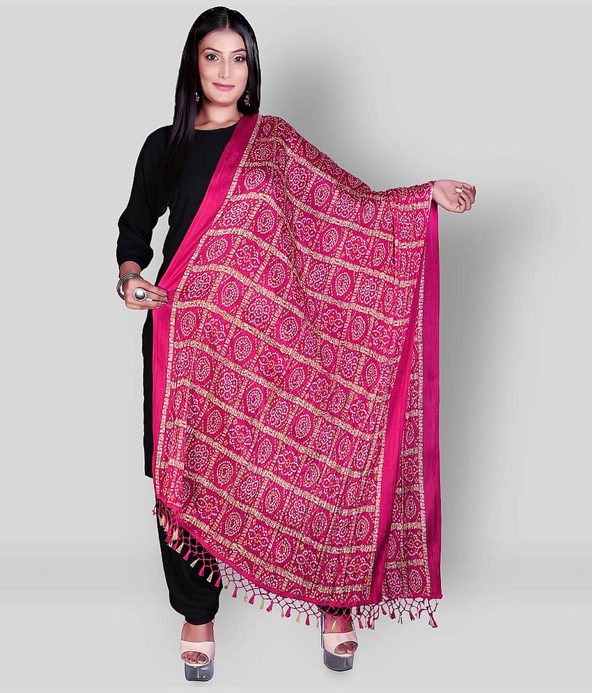 Apratim Pink Silk Bandhej Dupatta - Single - Dupattas & Shawls | Buy online on ZillyBuy