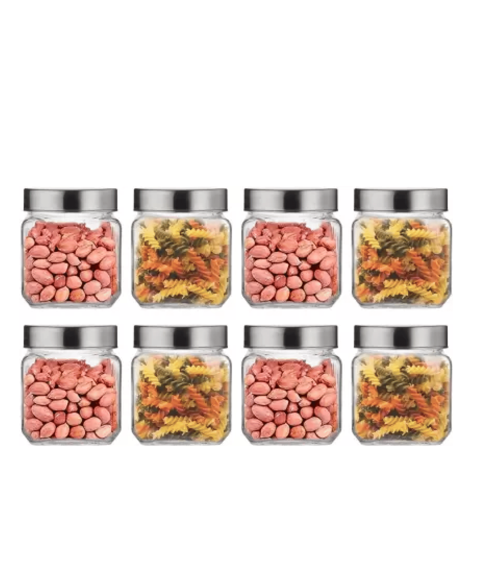CROCO JAR - Silver Glass Food Container ( Pack of 8 )