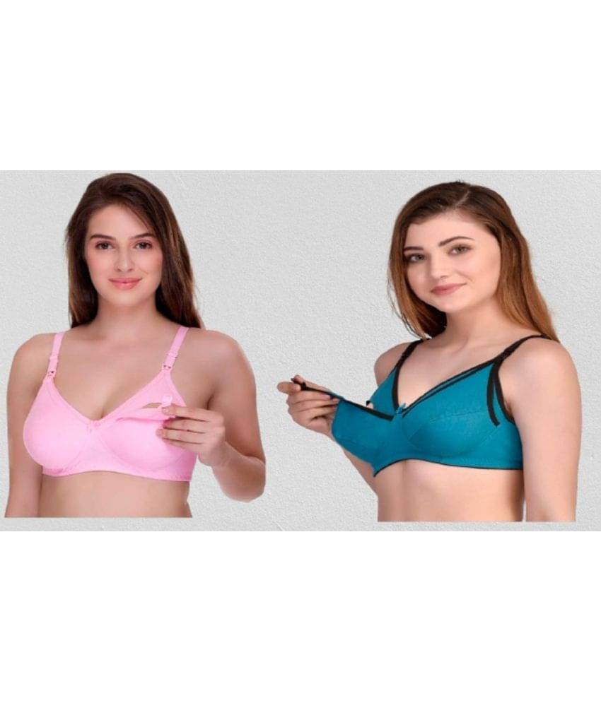 Desiprime - Multicolor Cotton Solid Women's Maternity Bra ( Pack of 2 ) Desiprime - Multicolor Cotton Solid Women's Maternity Bra ( Pack of 2 )