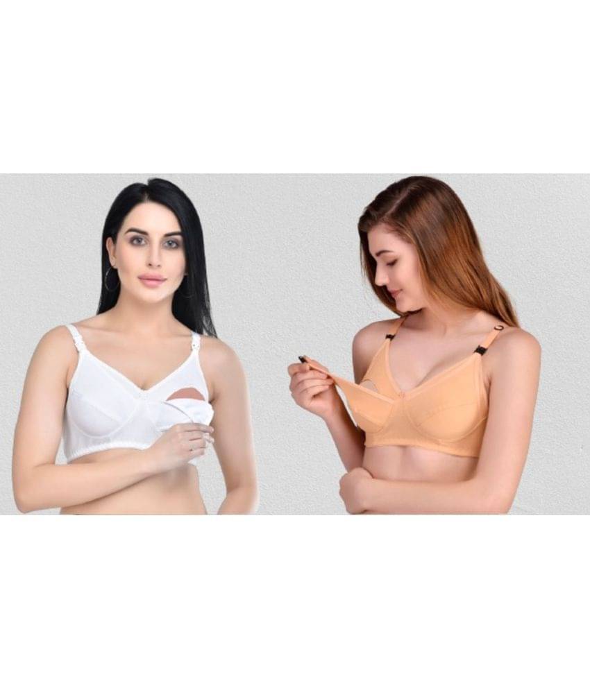     			Desiprime - Multicolor Cotton Solid Women's Maternity Bra ( Pack of 2 )