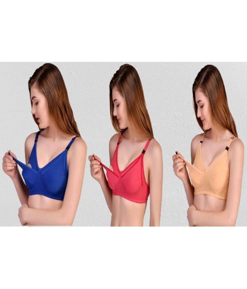 Desiprime - Multicolor Cotton Solid Women's Maternity Bra ( Pack of 3 ) Desiprime - Multicolor Cotton Solid Women's Maternity Bra ( Pack of 3 )