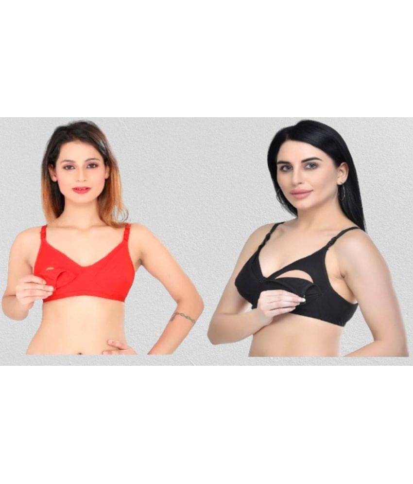 Desiprime - Multicolor Cotton Solid Women's Maternity Bra ( Pack of 2 ) Desiprime - Multicolor Cotton Solid Women's Maternity Bra ( Pack of 2 )