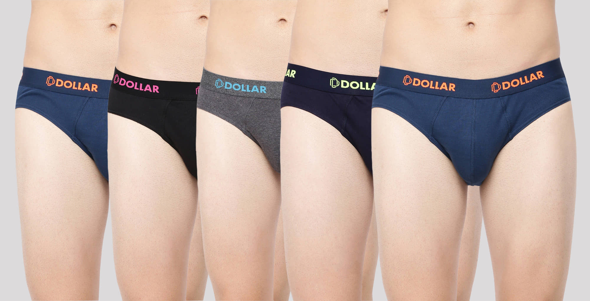 Dollar Bigboss Men's Pack of 5 Cotton Superior Snug Fit Solid Brief (Colour May Vary)