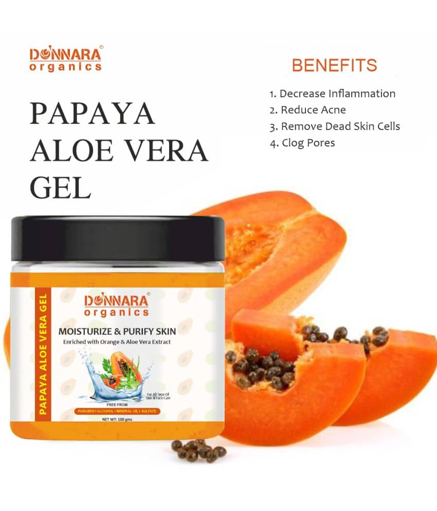 Donnara Organics Papaya & Aloe Vera Face Gel For Daily Skincare Pack of 1 of 100 Grams