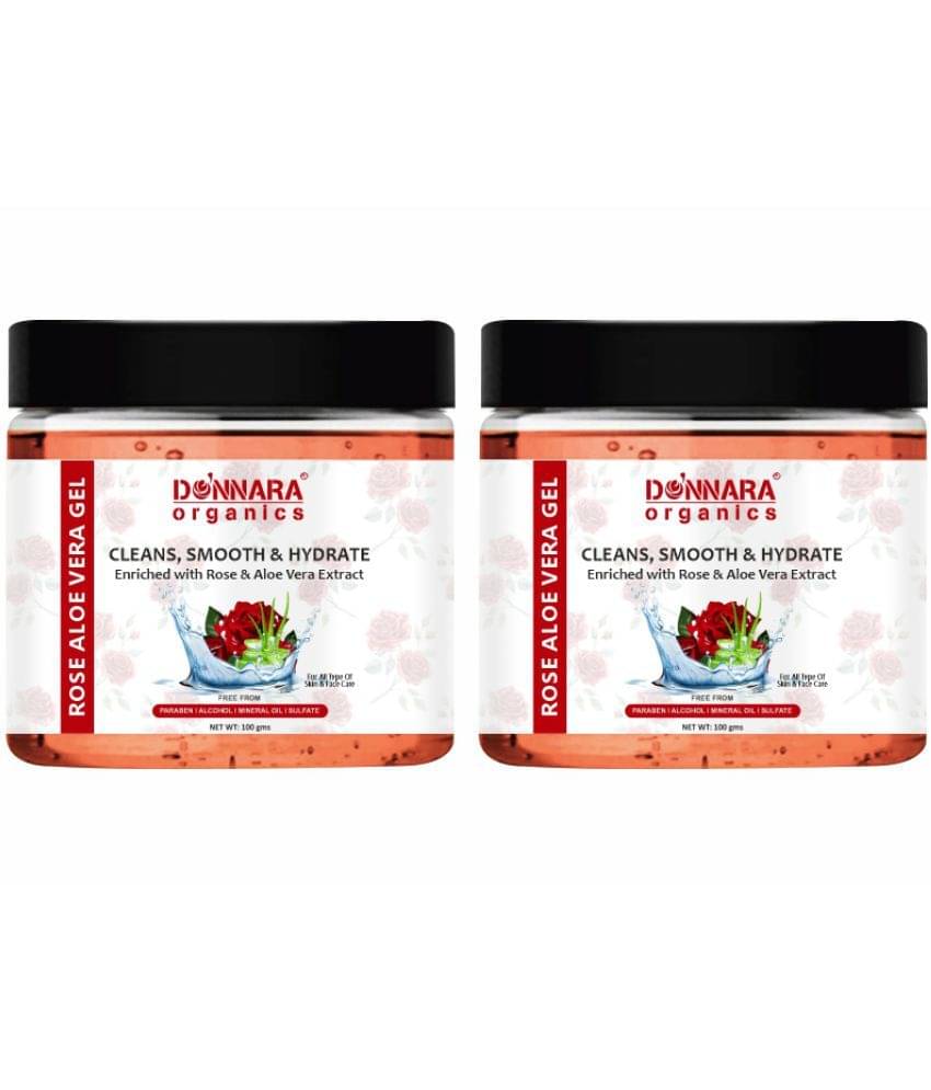 Donnara Organics Rose Aloe Vera Extract Face Gel to Reduce Sun Burns and Dark Circles Combo Pack of 2 of 100 Grams(200 Grams)     			Donnara Organics Rose Aloe Vera Extract Face Gel to Reduce Sun Burns and Dark Circles Combo Pack of 2 of 100 Grams(200 Grams)