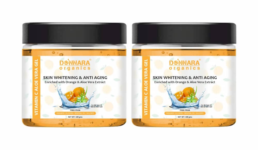 Donnara Organics Vitamin C Aloe Vera Face Gel Enriched with Orange Extract for Anti Aging Combo Pack of 2 of 100 Grams(200 Grams)