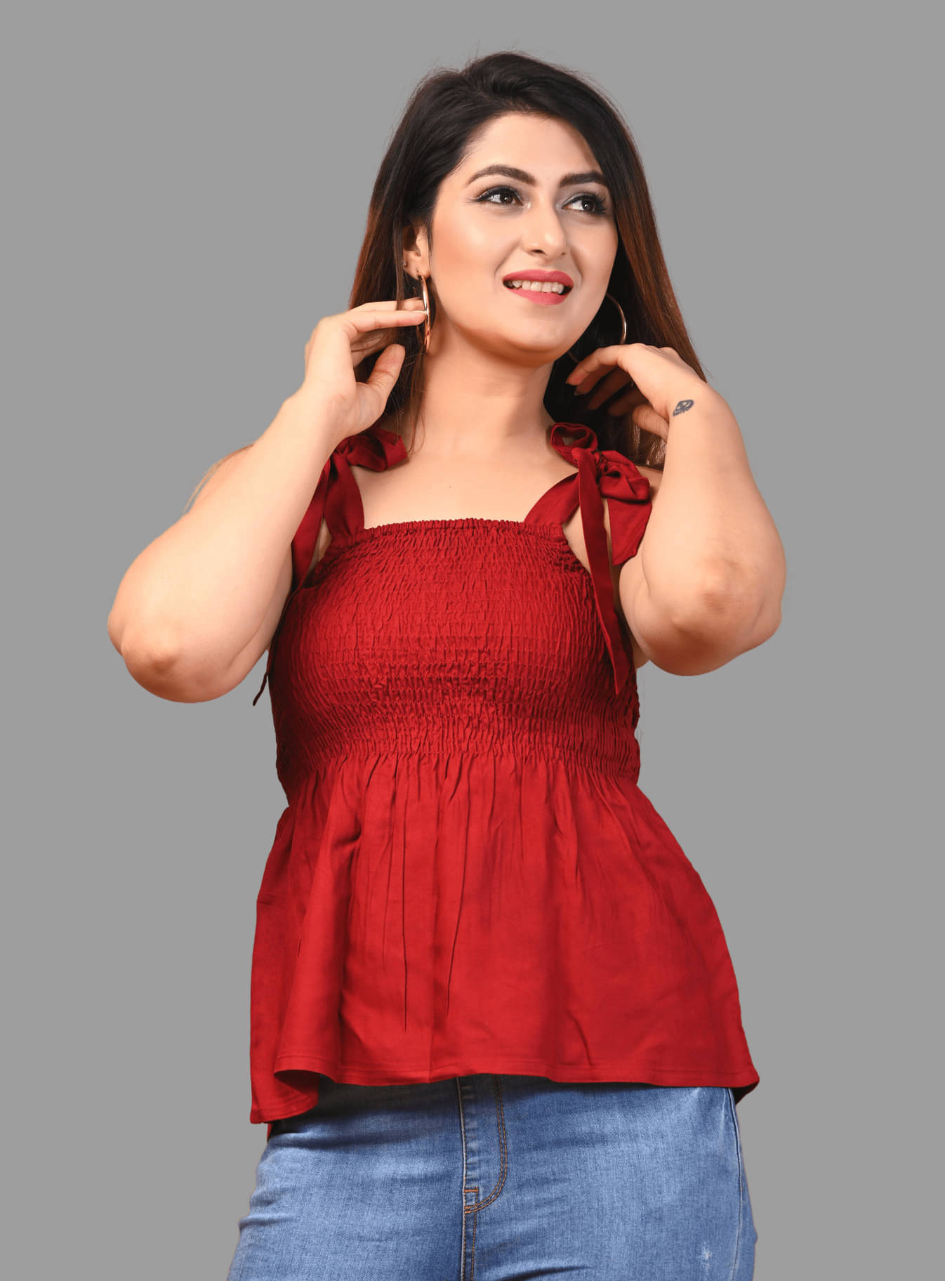 Frionkandy Women's Rayon Regular Top ( Maroon ) Frionkandy Women's Rayon Regular Top ( Maroon )