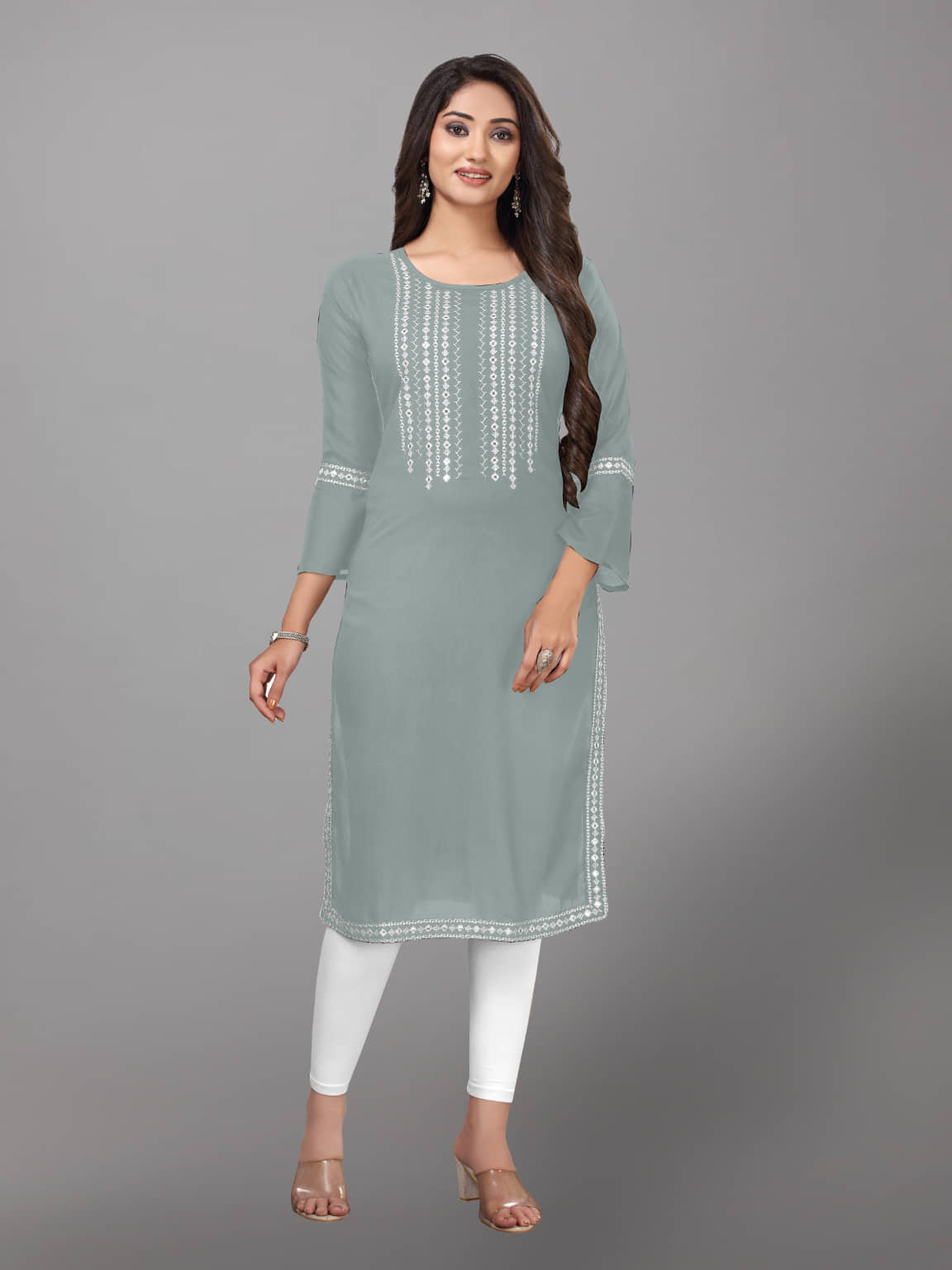 Kapadia - Grey Rayon Women's Straight Kurti ( Pack of 1 ) - Kurtis, Tunics | Buy online on ZillyBuy