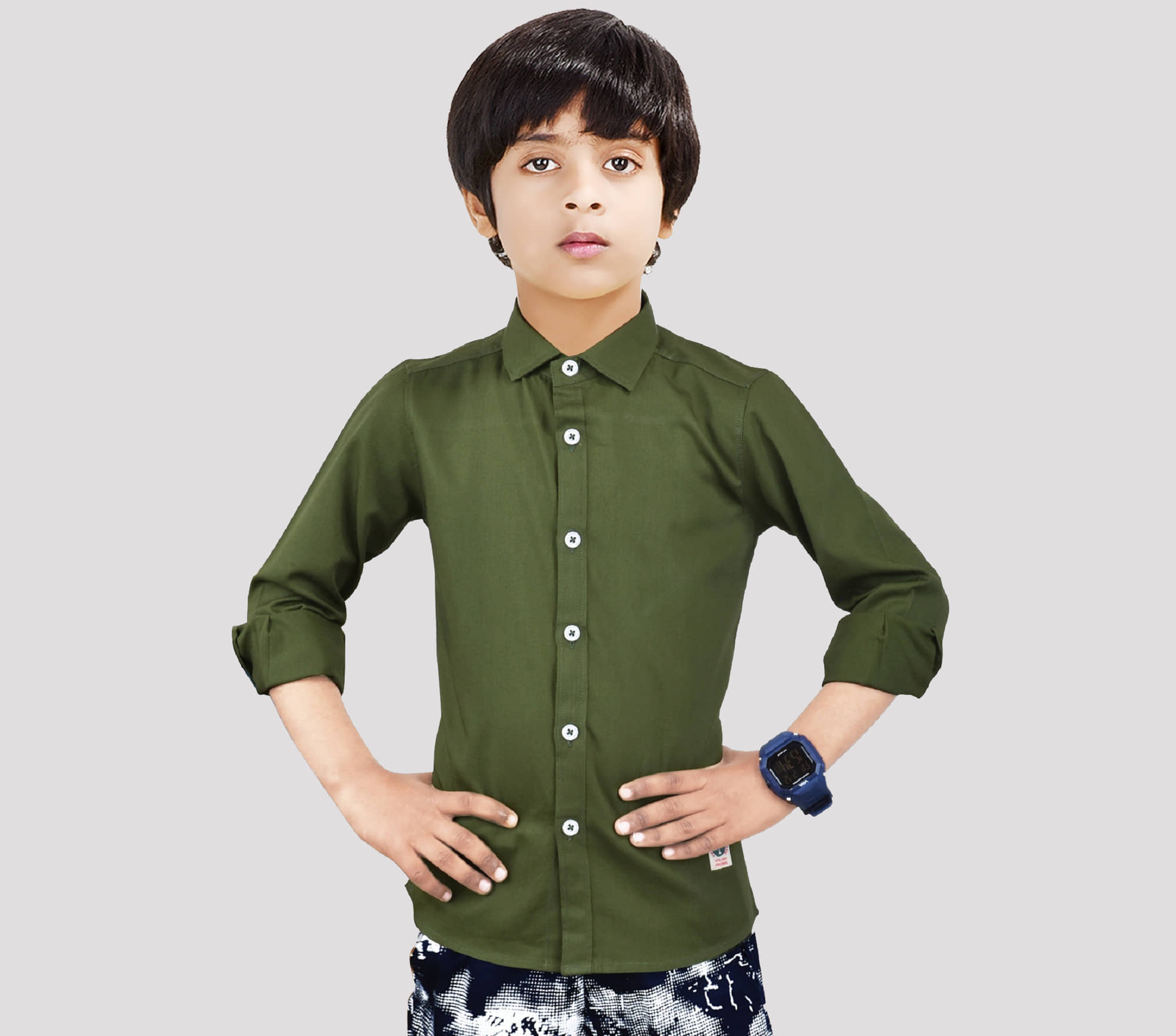 Made In The Shade Pack of 1 Boys 100% Cotton Full Sleeves Shirt ( Green )