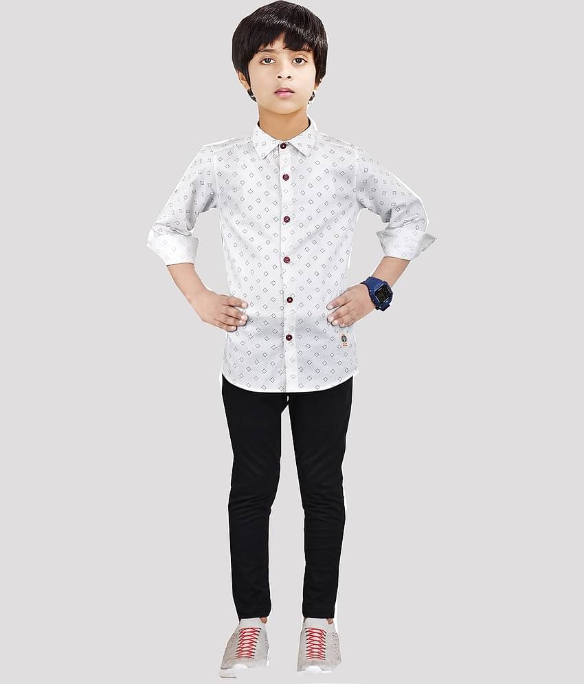 Made In The Shade Pack of 1 Boys 100% Cotton Full Sleeves Shirt ( White )