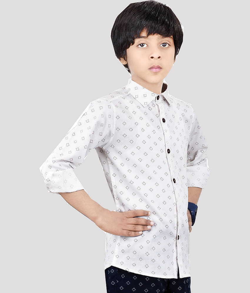 Made In The Shade Pack of 1 Boys 100% Cotton Full Sleeves Shirt ( White )