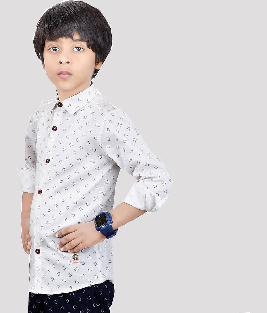 Made In The Shade Pack of 1 Boys 100% Cotton Full Sleeves Shirt ( White )