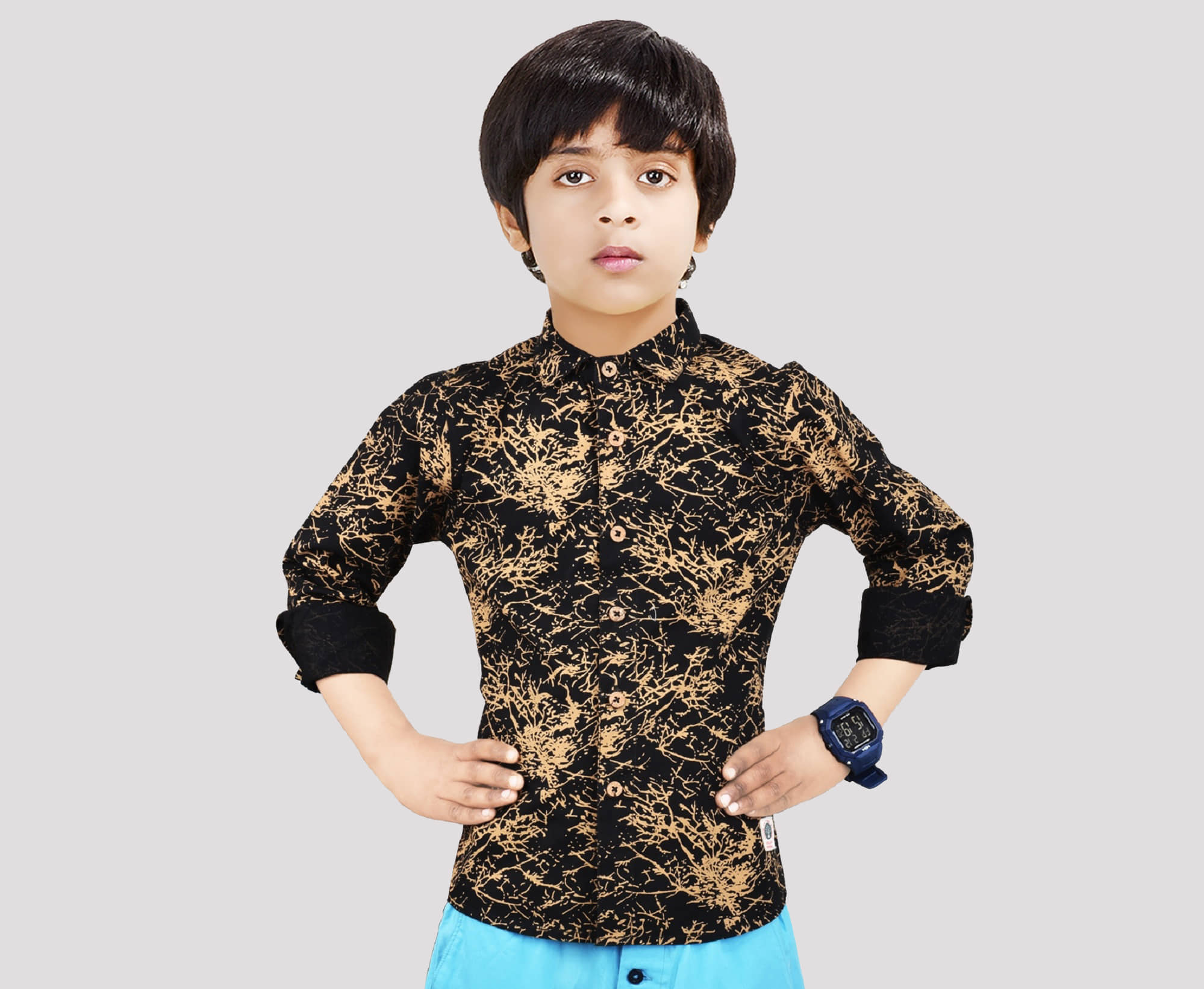 Made In The Shade Pack of 1 Boys 100% Cotton Shirt ( Black )