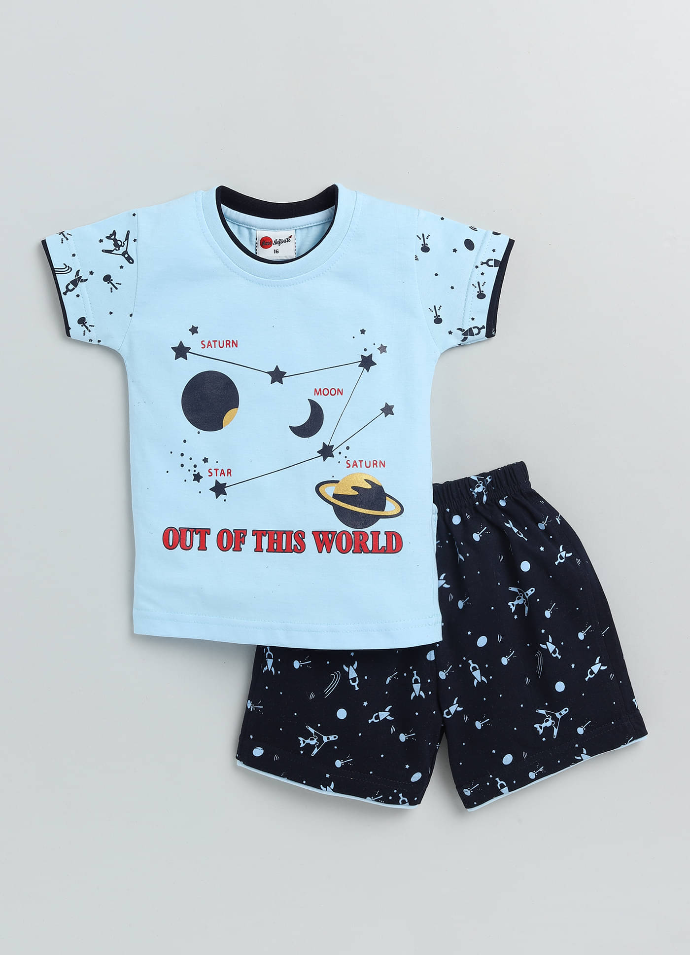     			Mars Infiniti Pack of 1 Unisex for Baby Cotton T-Shirt & Shorts ( Blue )