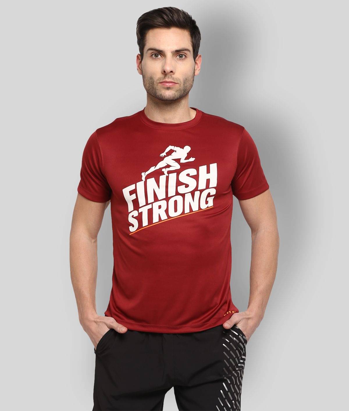     			OFF LIMITS Maroon Polyester T-Shirt
