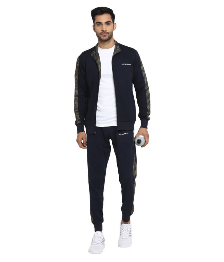 OFF LIMITS - Navy Blue Polyester Regular Fit Solid Men's Sports Tracksuit ( Pack of 1 )