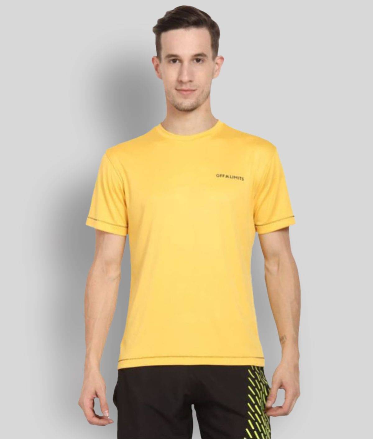 OFF LIMITS - Yellow Polyester Regular Fit Men's Sports T-Shirt ( Pack of 1 ) OFF LIMITS - Yellow Polyester Regular Fit Men's Sports T-Shirt ( Pack of 1 )