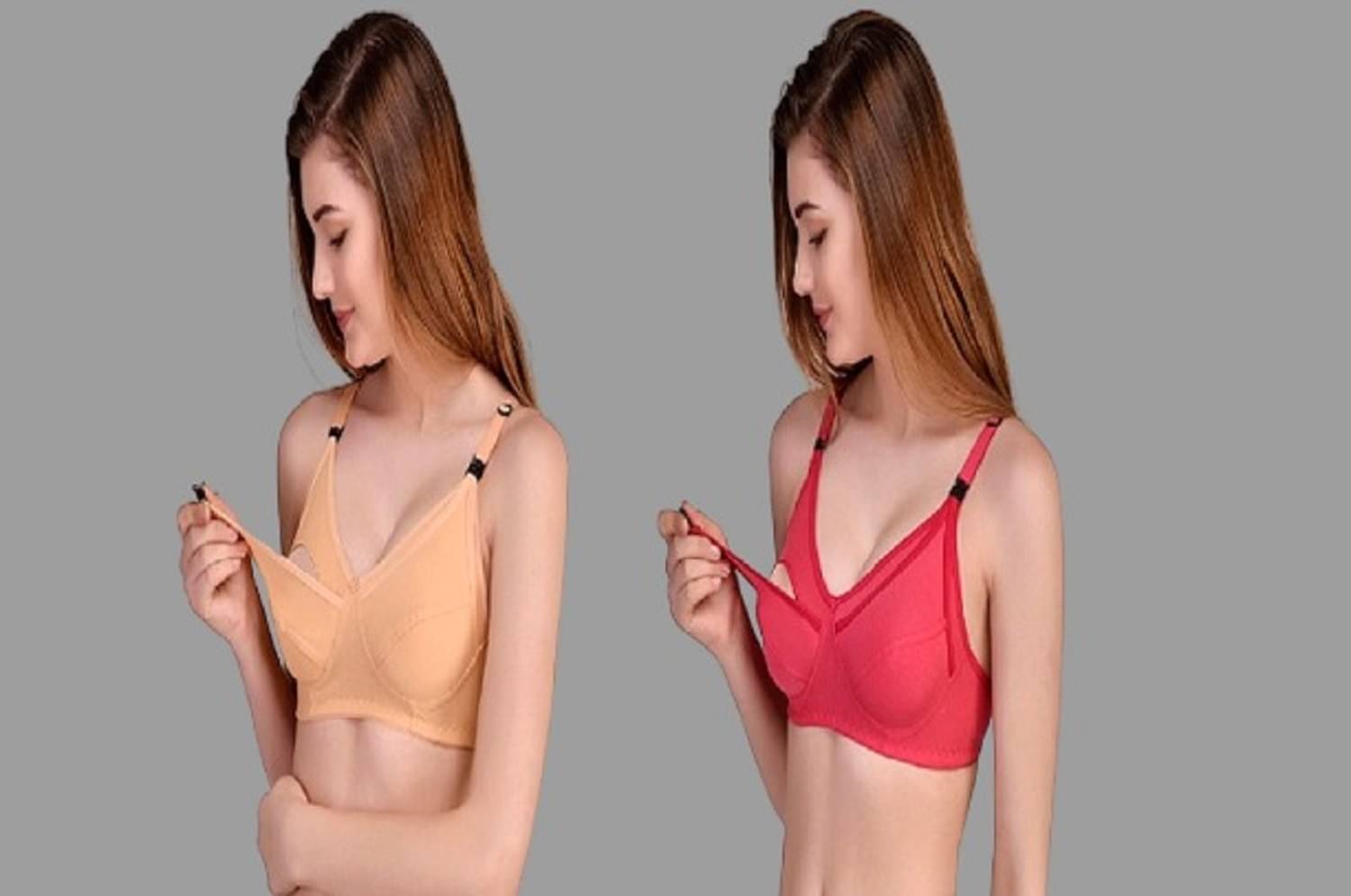     			Zourt - Multicolor Cotton Solid Women's Maternity Bra ( Pack of 2 )