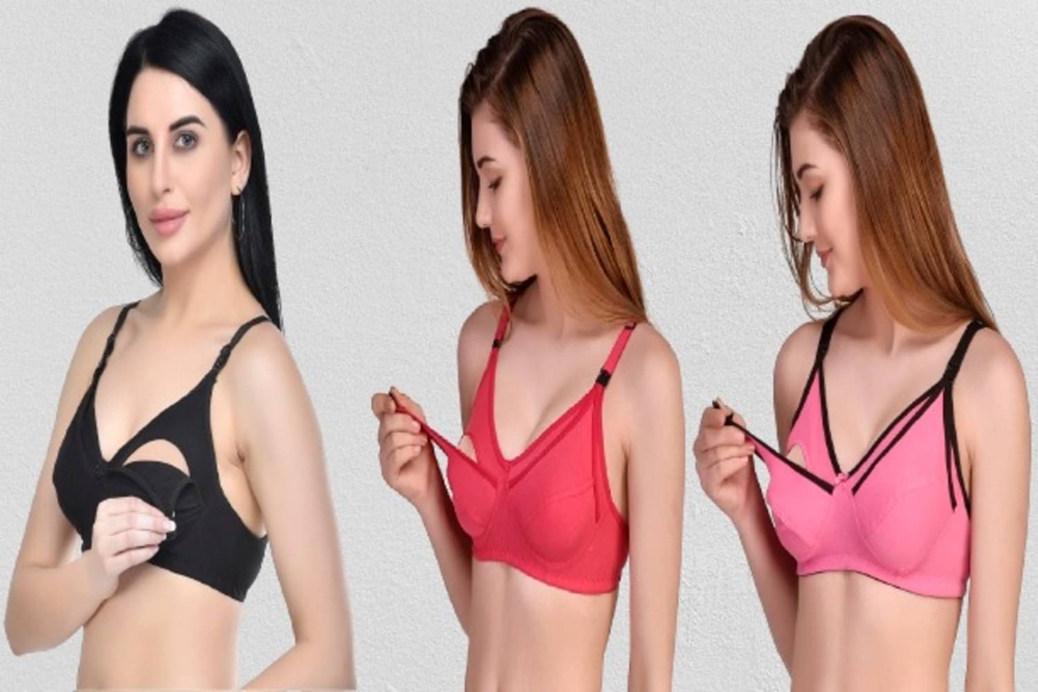     			Zourt - Multicolor Cotton Solid Women's Maternity Bra ( Pack of 3 )