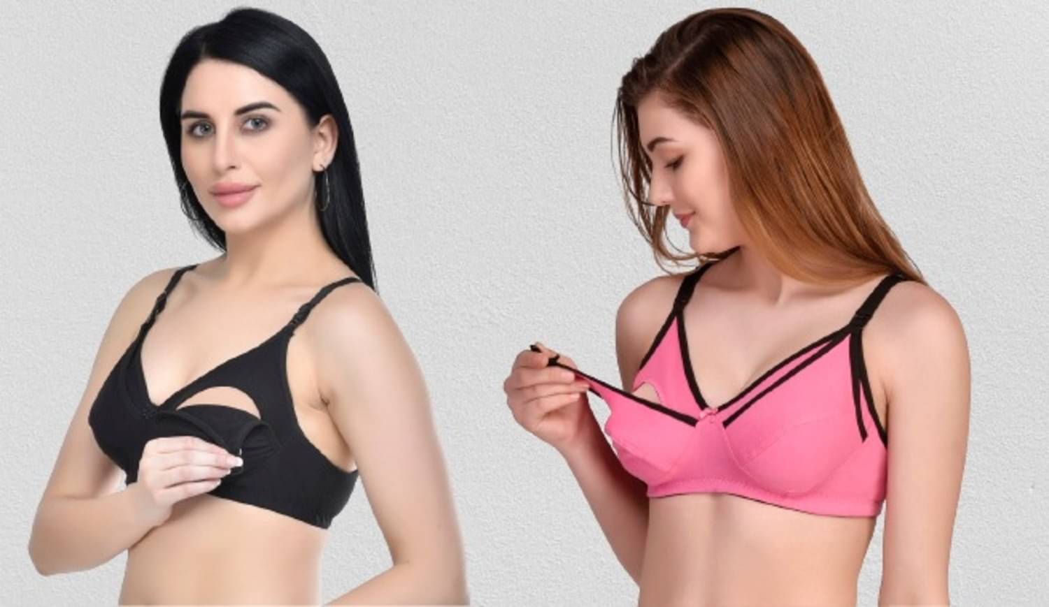     			Zourt - Multicolor Cotton Solid Women's Maternity Bra ( Pack of 2 )