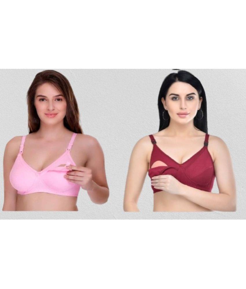 Desiprime - Multicolor Cotton Solid Women's Maternity Bra ( Pack of 2 ) Desiprime - Multicolor Cotton Solid Women's Maternity Bra ( Pack of 2 )