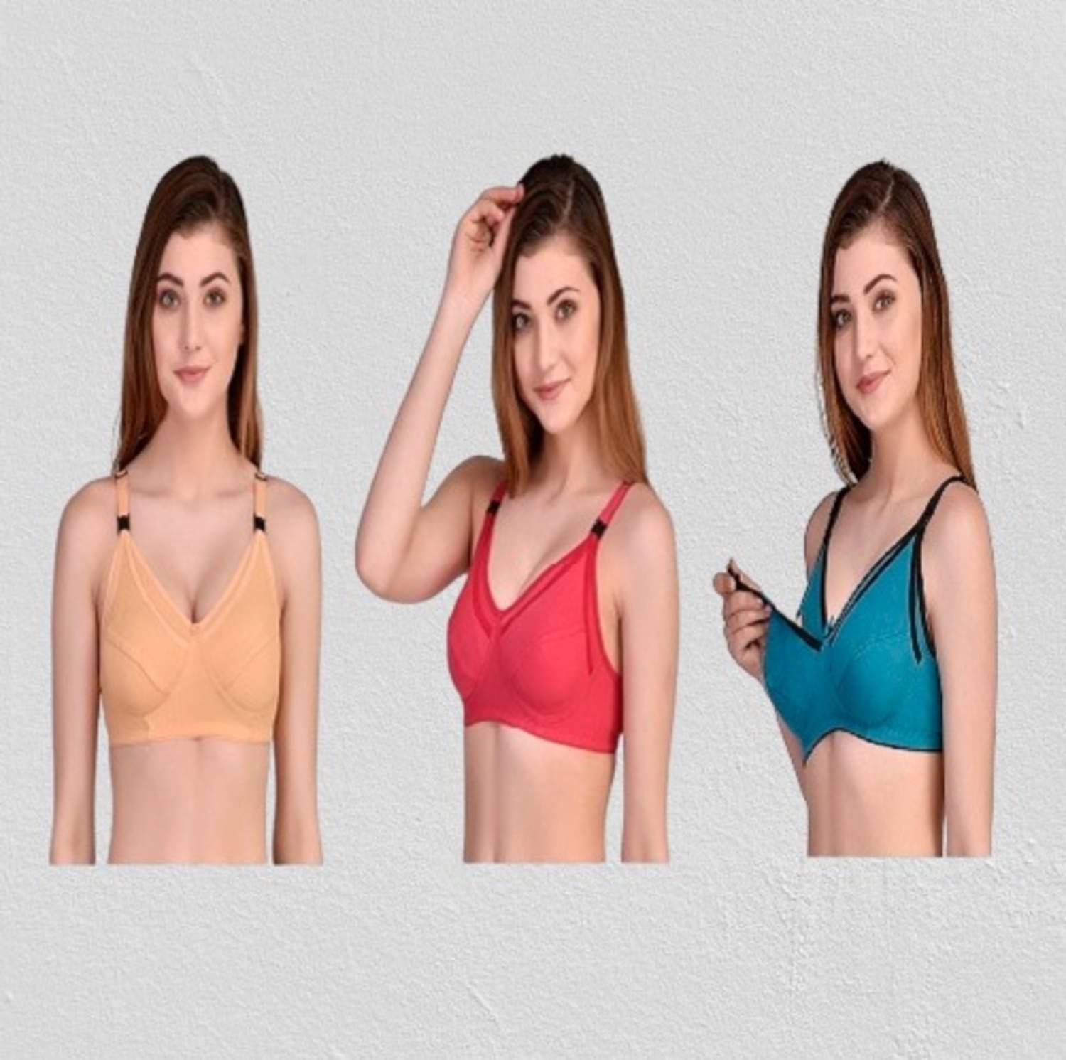     			Desiprime - Multicolor Cotton Solid Women's Maternity Bra ( Pack of 3 )