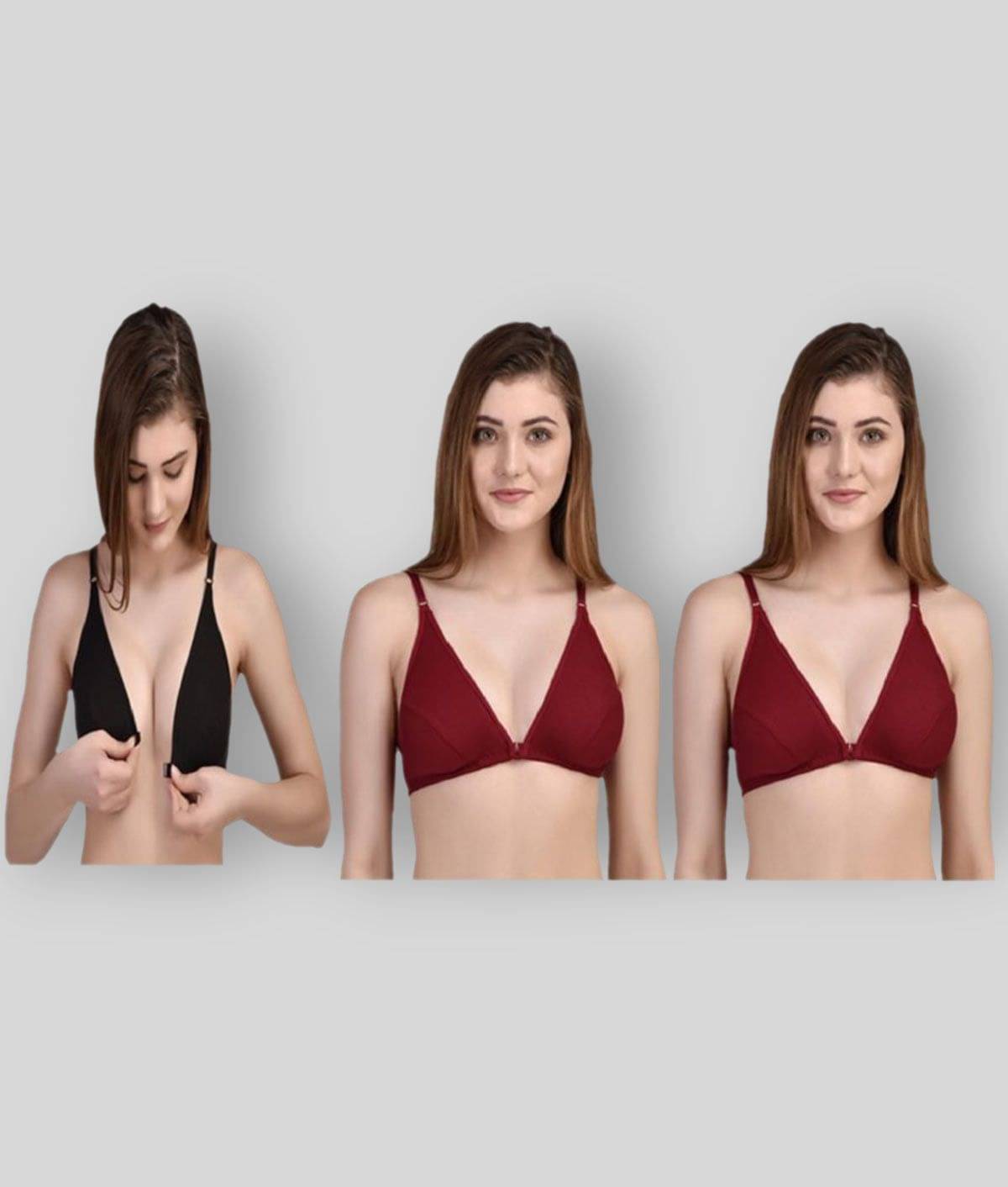 Desiprime Pack of 3 Poly Cotton Non Padded Women's Front Closure ( Multi Color ) Desiprime Pack of 3 Poly Cotton Non Padded Women's Front Closure ( Multi Color )