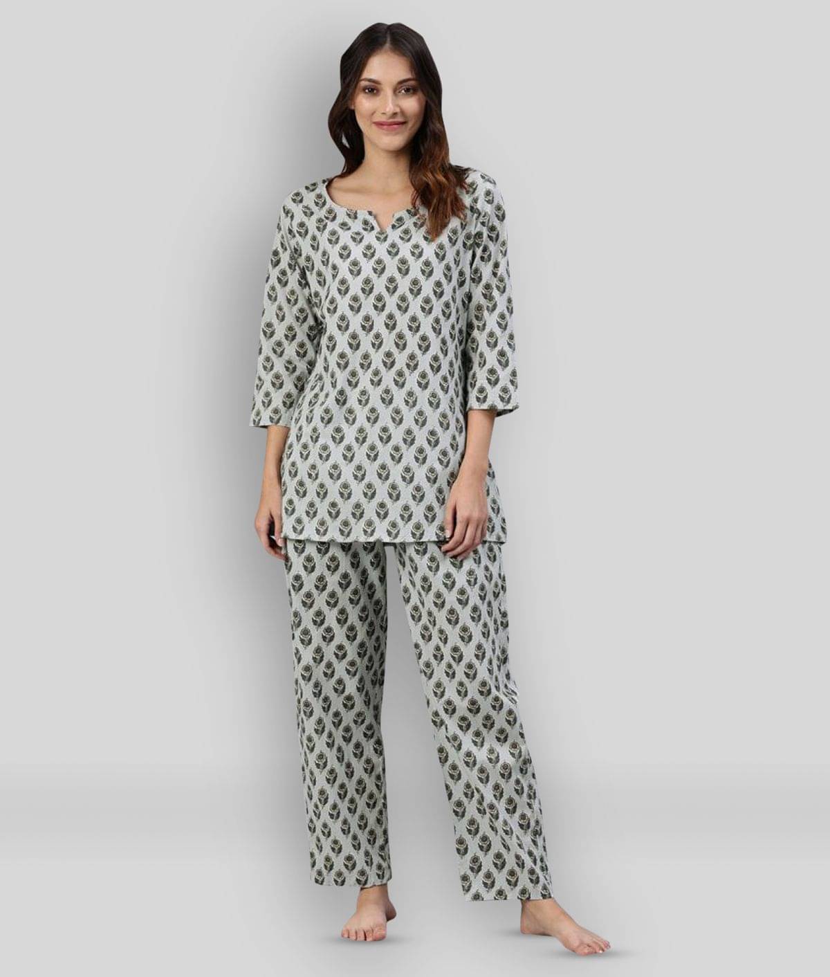     			Divena Cotton Nightsuit Sets - Grey