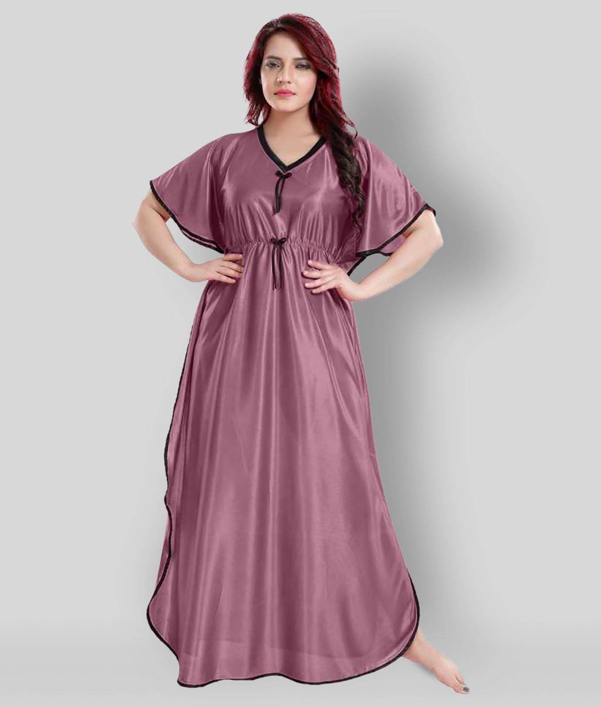     			Gangomi - Purple Satin Women's Nightwear Nighty & Night Gowns