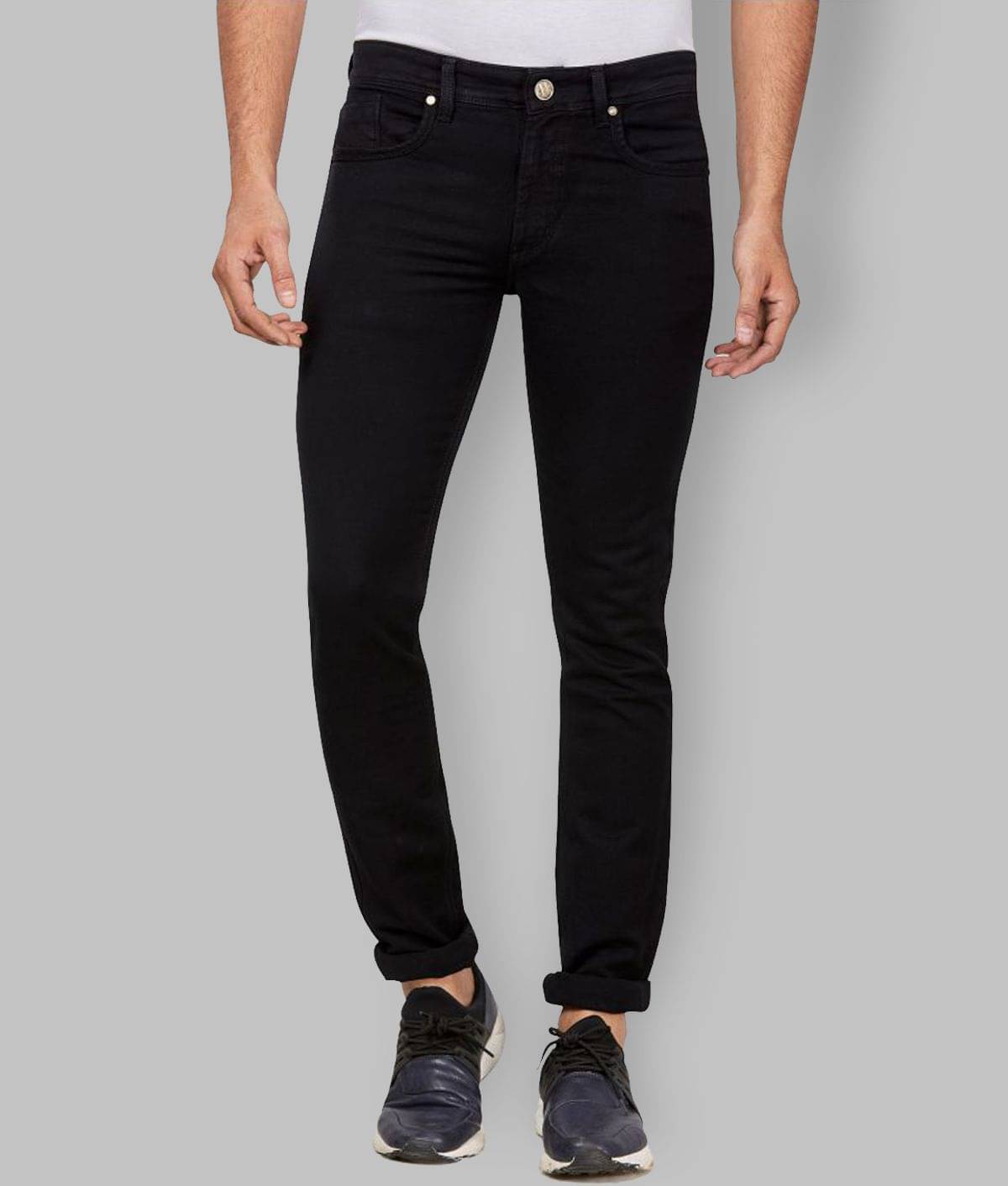 HJ HASASI - Black Cotton Blend Slim Fit Men's Jeans ( Pack of 1 ) HJ HASASI - Black Cotton Blend Slim Fit Men's Jeans ( Pack of 1 )