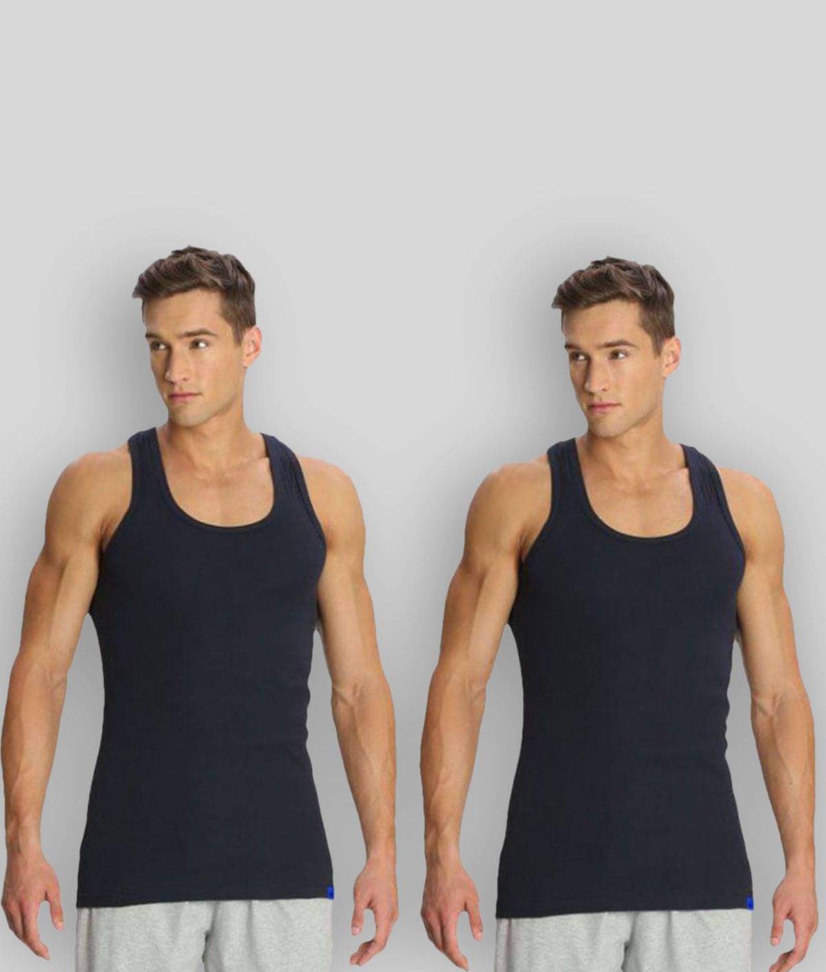 Jockey - Navy Cotton Men's Vest ( Pack of 2 )     			Jockey - Navy Cotton Men's Vest ( Pack of 2 )