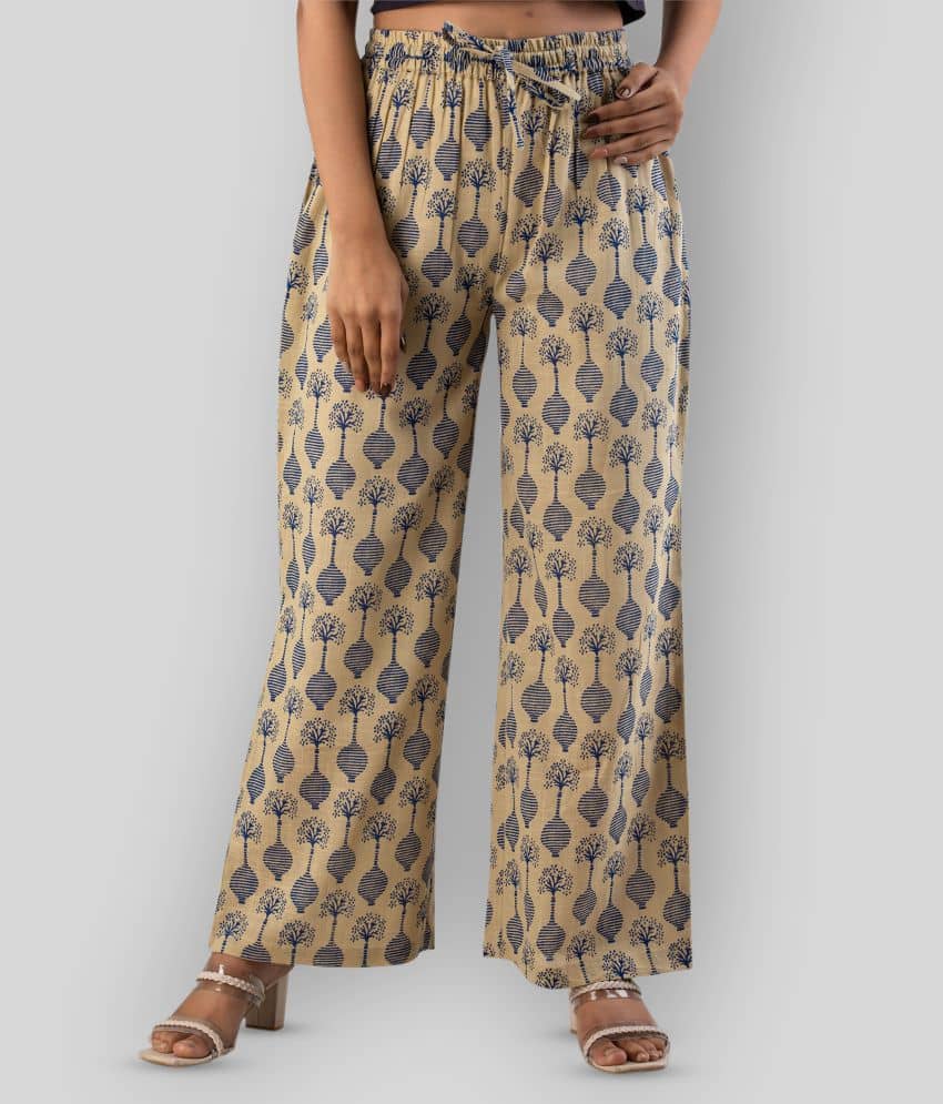MAUKA - Beige Cotton Straight Women's Palazzos ( )