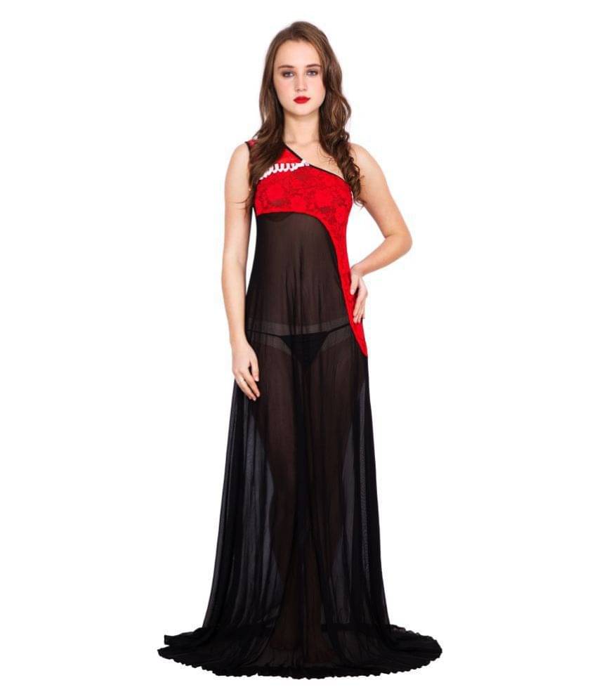     			Madaam - Multicolor Net Women's Nightwear Baby Doll Dresses With Panty