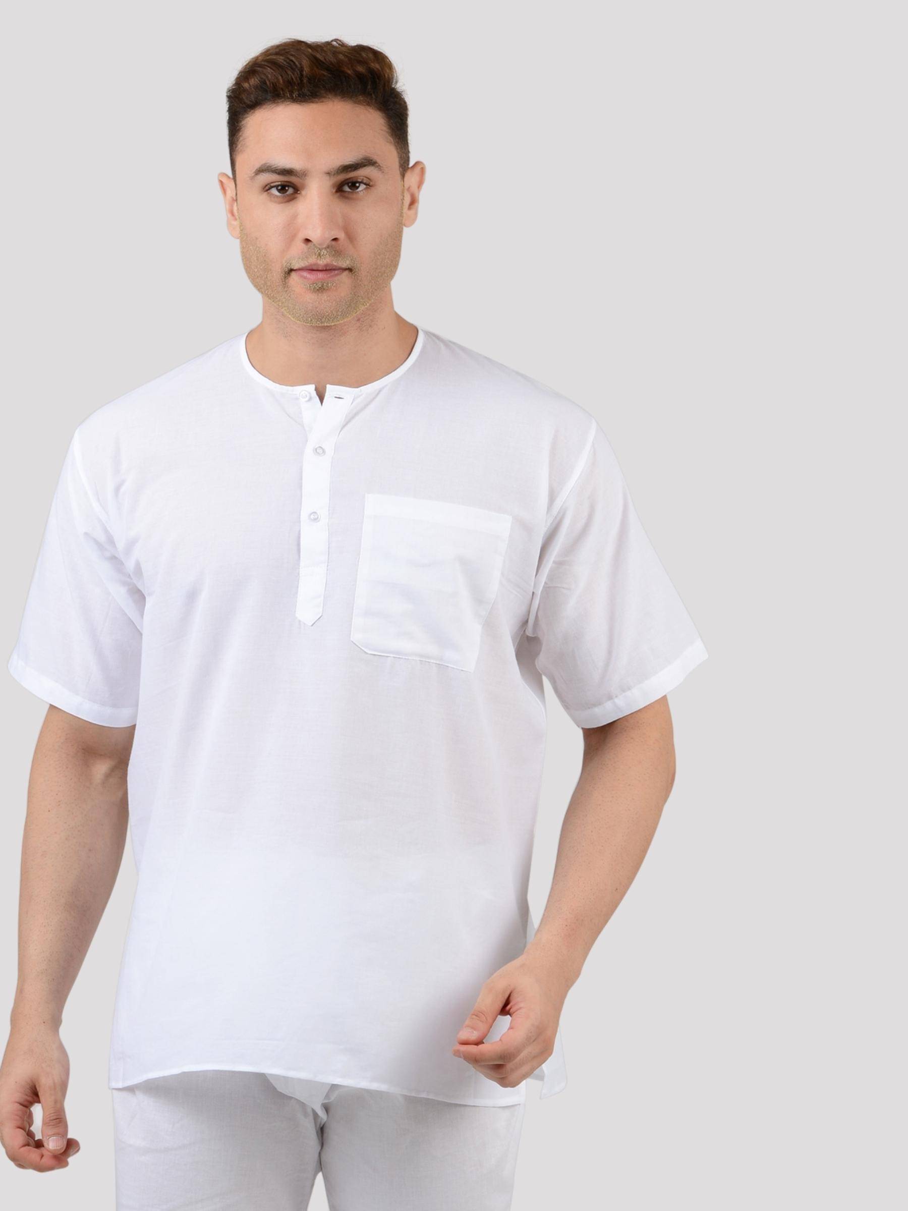 Maharaja - White 100 percent Cotton Men's Shirt Style Kurta ( Pack of 1 ) Maharaja - White 100 percent Cotton Men's Shirt Style Kurta ( Pack of 1 )