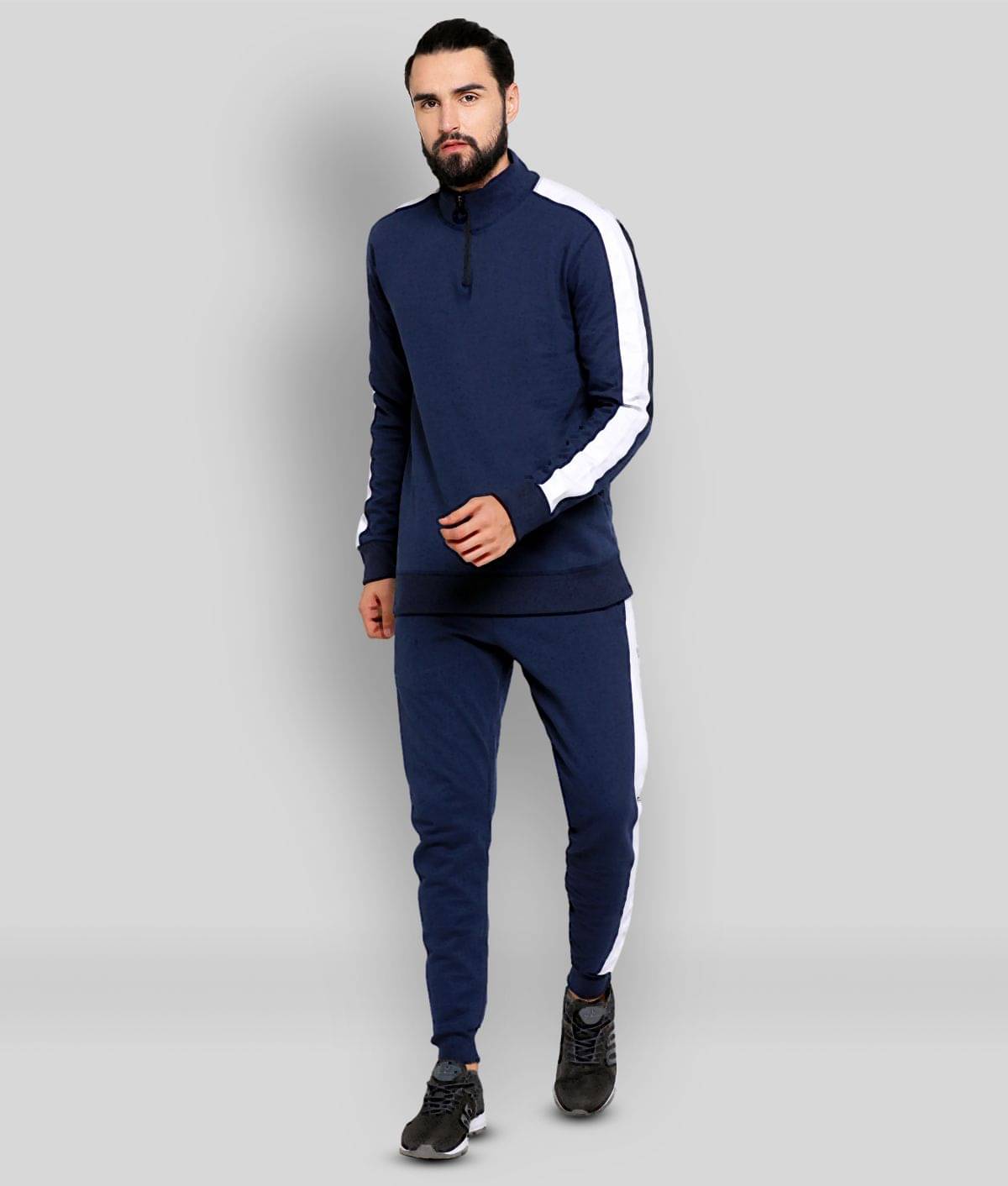 Maniac - Navy Blue Cotton Blend Slim Fit Solid Men's Sports Tracksuit ( Pack of 1 ) Maniac - Navy Blue Cotton Blend Slim Fit Solid Men's Sports Tracksuit ( Pack of 1 )