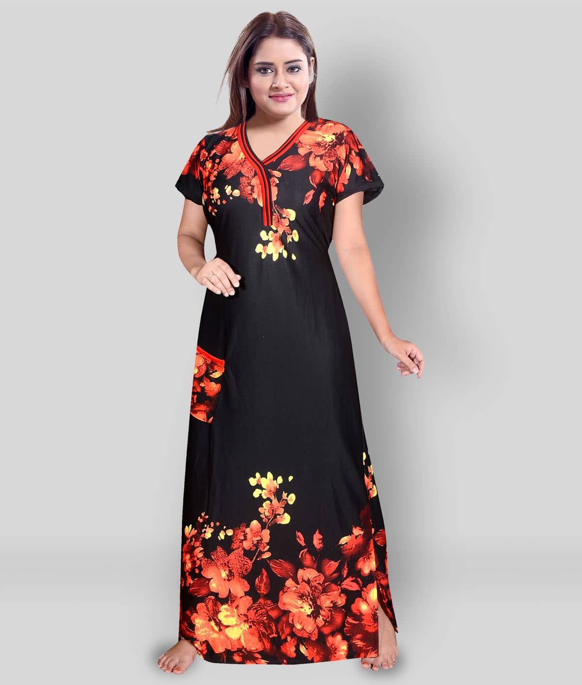 PURSA - Black Satin Women's Nightwear Nighty & Night Gowns - Nightwear & Loungewear | Buy online on ZillyBuy