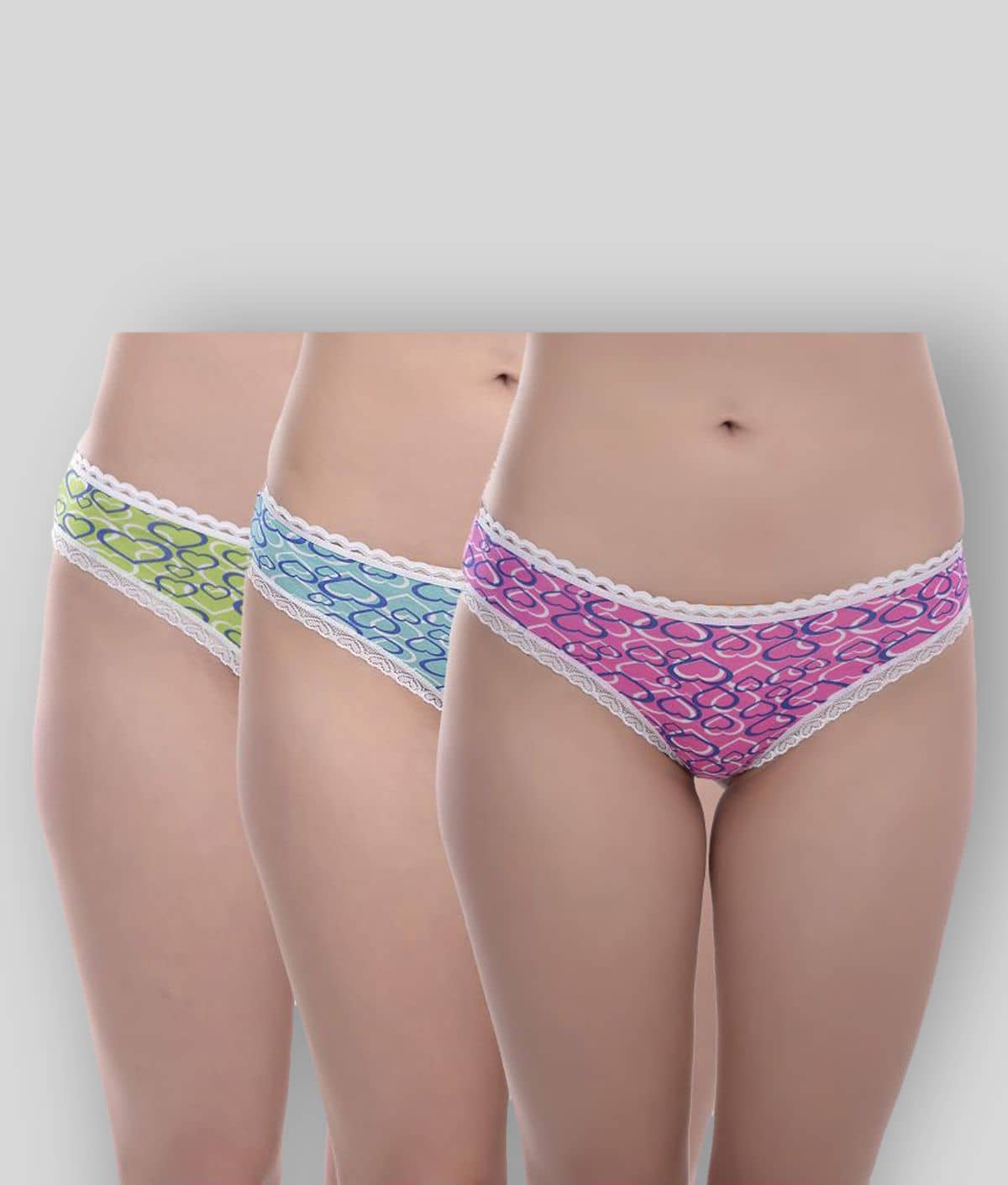 Viral Girl Pack of 3 Cotton Women's Bikini Panties ( Blue )