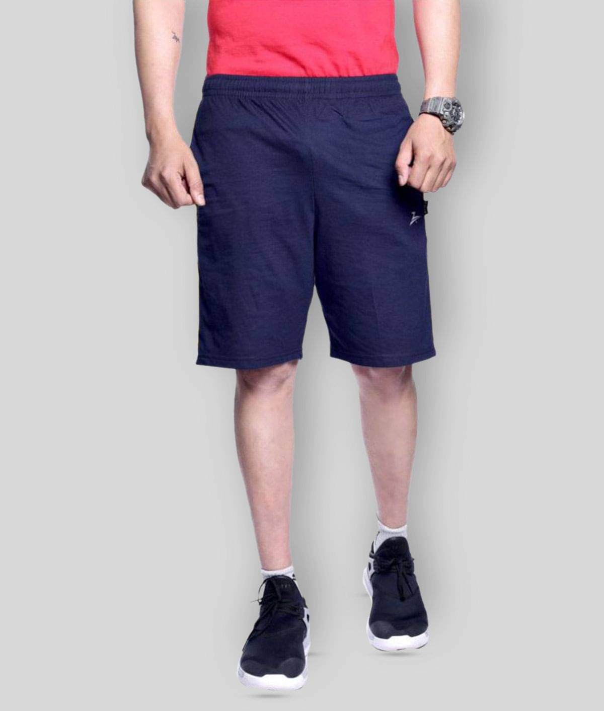 Zeffit - Blue Cotton Blend Men's Shorts ( Pack of 1 ) Zeffit - Blue Cotton Blend Men's Shorts ( Pack of 1 )