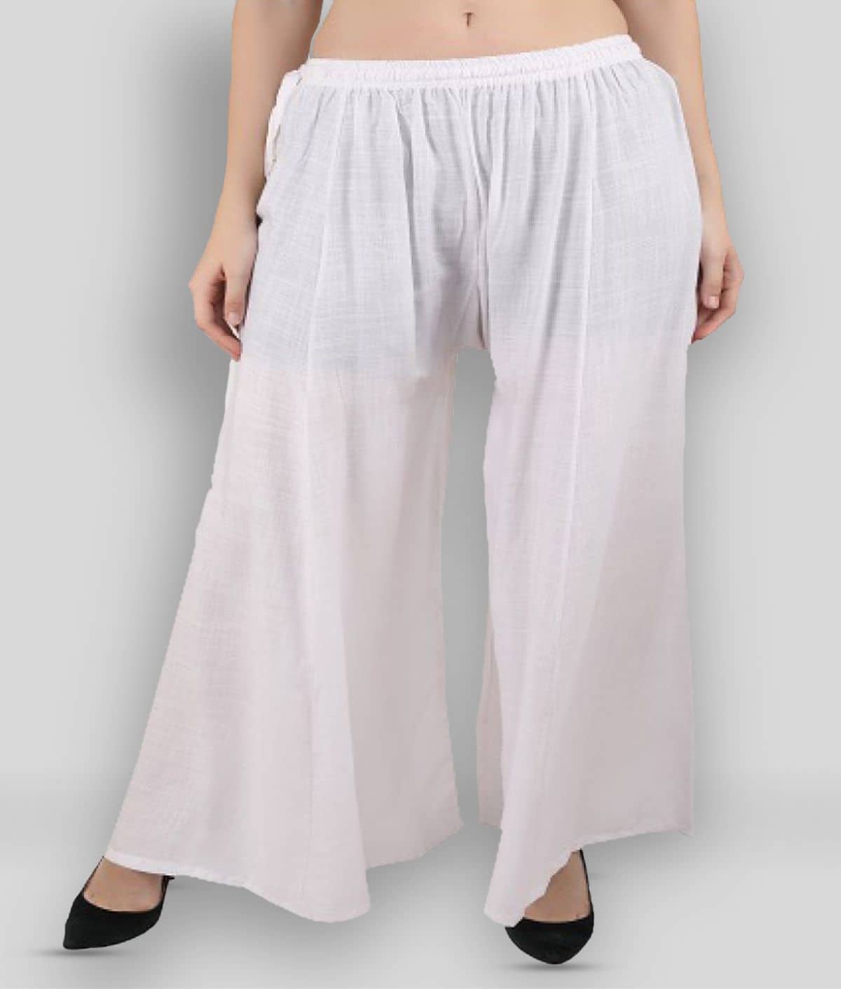 Aadrika - White Rayon Flaired Women's Palazzos ( Pack of 1 )