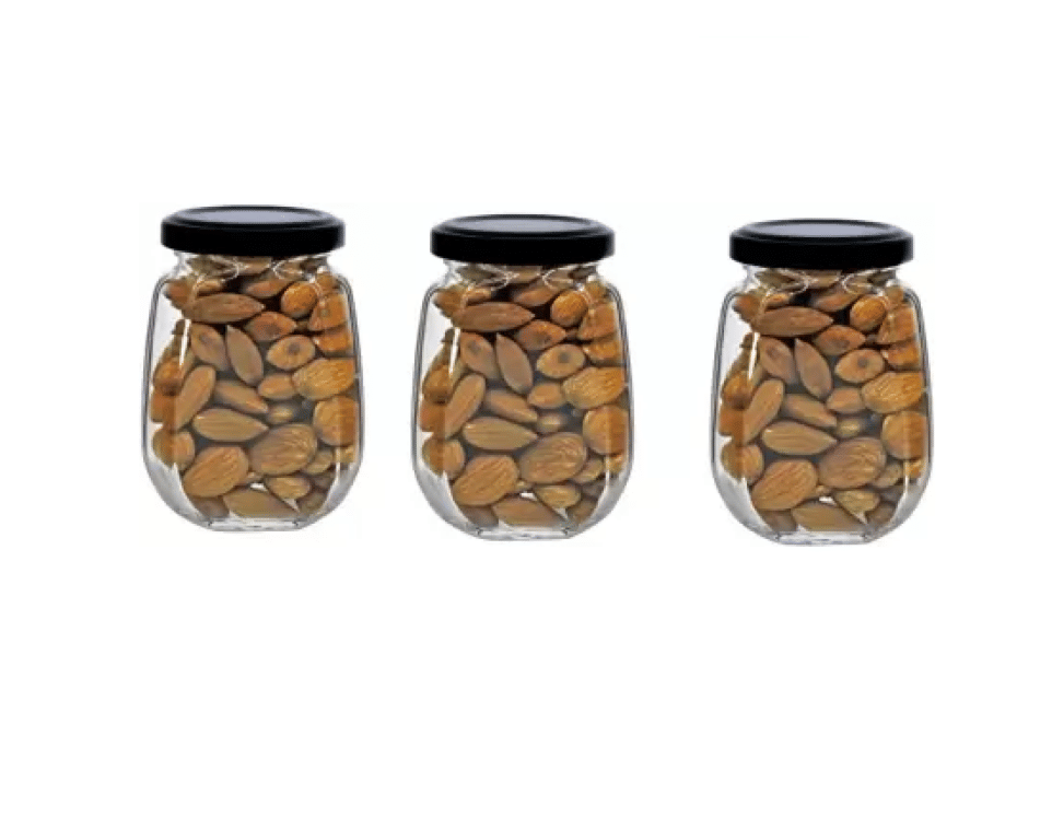     			CROCO JAR - Black Glass Food Container ( Pack of 3 )